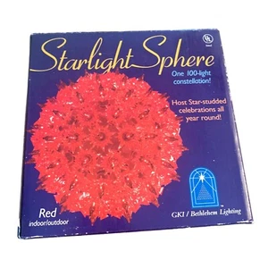 Vintage STARLIGHT SPHERE 100 Red Lights Hanging 7"Ball/Bethlehem Lighting - Picture 1 of 4