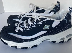 Sneakers stringate Skechers D'Lites taglia 8,5 scarpe da ginnastica donna blu navy 11930 - Foto 1 di 5