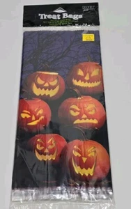 Halloween 20 Cello Süßigkeitenbeutel Süßigkeiten Kürbis Jack-O-Laterne mit Drehbändern - Bild 1 von 3