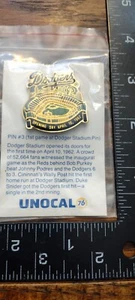 LOS ANGELES DODGERS Vint. New Unocal 76 Hat Lapel Pin 25th Anv Dodger Stadium #3 - Picture 1 of 2