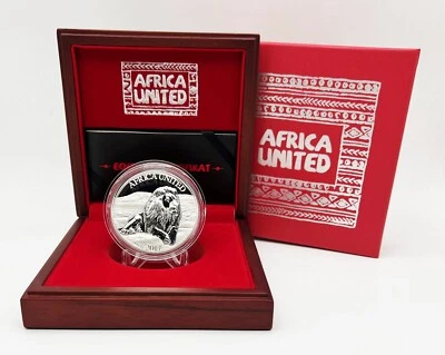 Ivory Coast 2017 & 2018 1500 Francs Africa United LION ELEPHANT 3 oz Silver Coin - Image 1 of 4