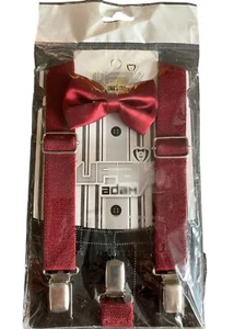 Juego de tirantes y pajaritas para niños vino tinto color liso plata herrajes espalda en Y - Imagen 1 de 4