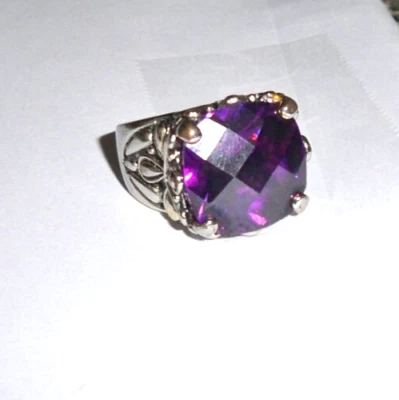 Large Renaissance Ring Womens Stainless Medieval LARP Cosplay Purple Stone Sz 6 - Image 1 of 4