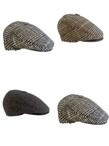 Mens Flat Cap large check Classic news boy peaked cap Farmer - Picture 1 of 11