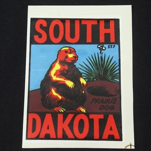 South Dakota Travel Label Decal Luggage Car Stickers w/Sleeve 3" x 4-1/2" - Picture 1 of 2