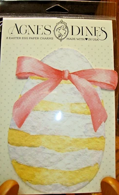2 pks Agnes Dines Easter Egg Paper Charms~Place Cards~Wall Decor~Gift Topper S16 - Image 1 of 2
