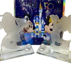 Disney Golfer Mickey and Minnie Mouse Crystal Sculpture Limited Ed Izaz Studio - Picture 1 of 10