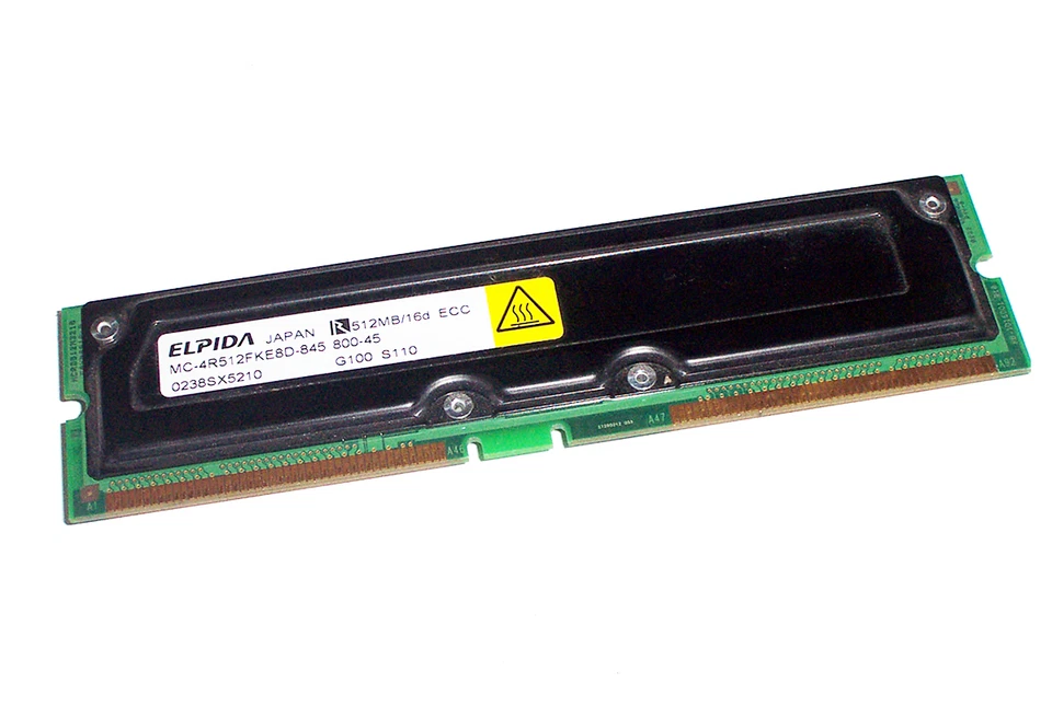 512 Perni di modulo 184 memoria MB Elpida PC800 ECC Rambus RIMM - Immagine 1 di 1