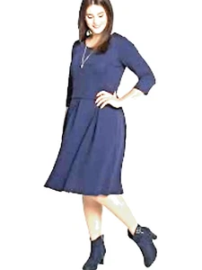 Sheego plus size 26 Navy 2 in 1 Illusion DRESS Looks Like Skirt + Top Smart £64 - Picture 1 of 3