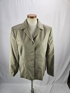 Caslon Women's Beige Wool Stripe Blazer Jacket 14 - Picture 1 of 6