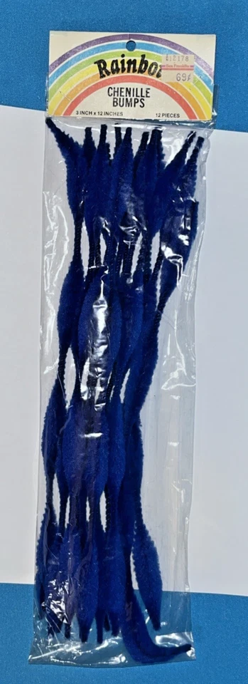 Vintage Chenille Bump Pipe Cleaner Stems  Navy Blue 12 Pieces - Image 1 of 1