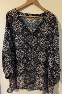 David Jones Sheer Printed Blouse Size 22 (fits 14-22) - Picture 1 of 7