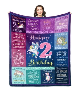 Solzien 2 Jahre Mädchen Geburtstag Geschenk Decke 50"x40", 2. Geburtstag Geschenke/Dez... - Bild 1 von 7