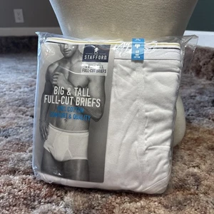 STAFFORD MENS BIG & TALL FULL CUT WHITE 100% COTTON BRIEFS PACKAGE OF 6 SIZE 48 - Picture 1 of 10