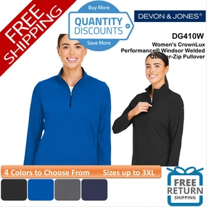๐ฅ Devon & Jones Women's CrownLux Windsor Quarter-Zip Pullover Up To 3XL DG410W - Picture 1 of 25