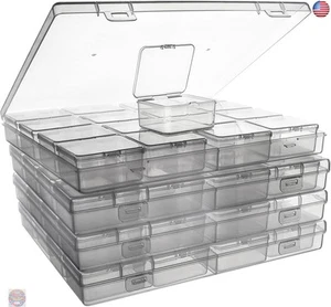 ZIIYAN Bead Storage Containers - 64 Clear Plastic Bead Organizer Boxes with - Picture 1 of 5