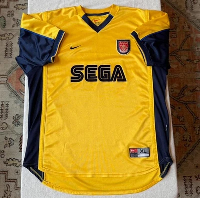 Vintage Y2k Nike Arsenal 2000-2002 Away Soccer Jersey SEGA Yellow Navy XL - Image 1 of 4