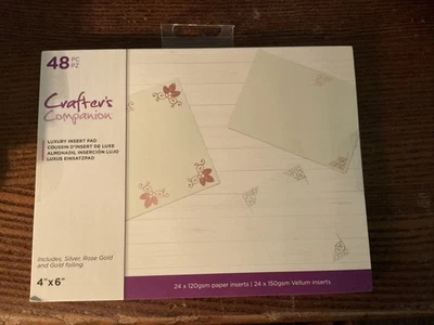 Crafters Companion Card Inserts. 48 Pages. Luxury Insert Pad. 4x6”. Brand New - Image 1 of 2