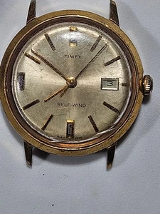 Reloj Timex Viscount Vintage Años 70 Cuerda Automática Fecha Tono Dorado Parte Trasera Inoxidable - Imagen 1 de 11
