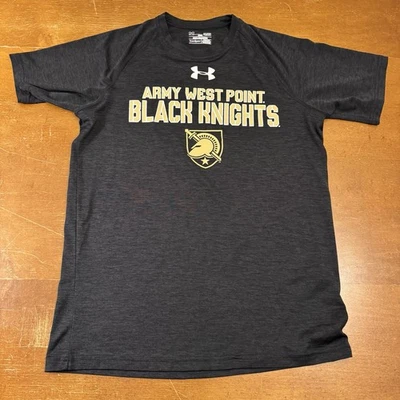 Army Black Knights Shirt Mens Small Black Short Sleeve Heat Gear Under Armour - Image 1 of 4