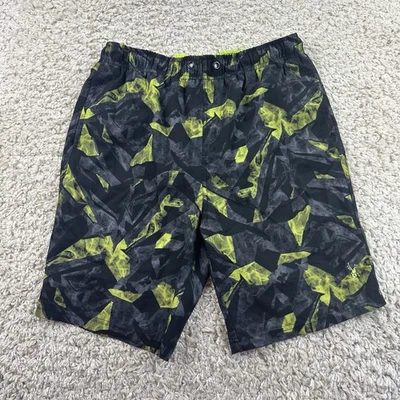 Bermuda de natação SPYDER masculina preta amarela forrada geométrica XL 18 20 - Imagem 1 de 4