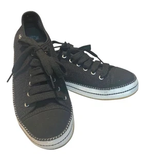 UGG schwarz + weiß Baumwollstoff Claudi Damen Low-Top Freizeit Turnschuhe Größe 6,5 - Bild 1 von 9
