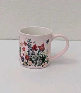 NATHALIE LETE Pink Christmas Mug Cup Blue Poodle Dog Gray Cat Kitten Mushroom - Picture 1 of 7