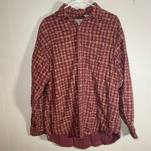 Vintage ll bean funky allover print casual corduroy Button-Up Shirt size XL - Picture 1 of 8