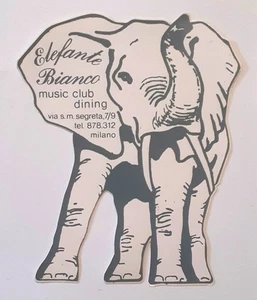 VECCHIO ADESIVO / Old Sticker DISCOTECA ELEFANTE BIANCO MILANO (cm 12 x 14) - Picture 1 of 1