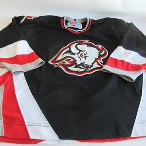 CCM Buffalo Sabres NHL Hockey Jersey Size L Goat Head Black Vintage - Picture 1 of 13