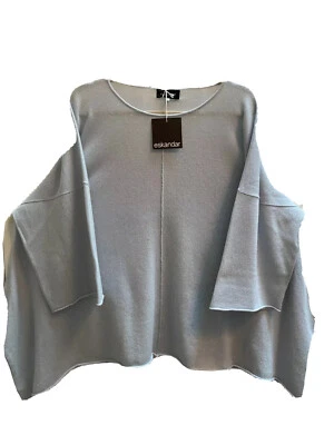 Новый с Ярлыками Eskandar O/S синий порошок кашемир Bateau шеи 3/4 рукав туника свитер $1775 - Изображение 1 из 4