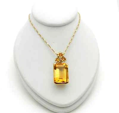 Gorgeous 10k Yellow Gold Octagon Zircon 8.0 ct Charm Pendant with Chain Necklace - Image 1 of 4