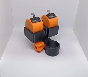 Doppio contatore pesce arancione/nero clicker pesca 36 mm e 30 mm con inserto - Foto 1 di 2