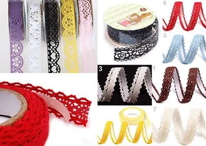 1,8mm Breit Spitzenborte Klebeband Selbstklebend Scrapbooking Blumenmuster - Picture 1 of 15
