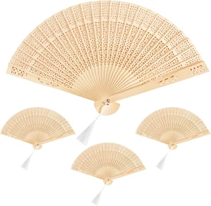 4 Stück Bambus Handfächer Hochzeitsfächer Dekoration Faltfächer Folding Fans Han - Bild 1 von 7