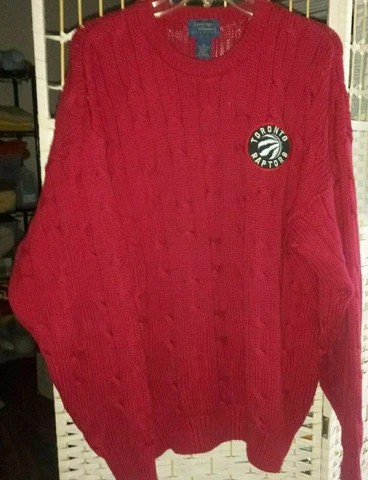 Toronto Raptors 2019 NBA Champions red cable knit crew neck sweater, size XL Cover