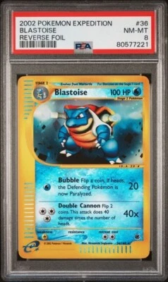 Blastoise Reverse Foil #36 2002 Pokemon Expedition NM-MT PSA 8 - Image 1 of 2