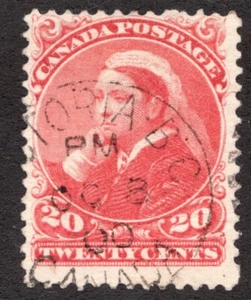 Brilliant : 1893 Canada Sc #46 - 20¢ Widow Weeds - CDS Victoria BC - Used Cv$100 - Picture 1 of 1