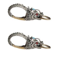  2 Pc Cupronickel Faucet Keychain Man Feng Shui Earth Dragon Amulet Waist Clasp