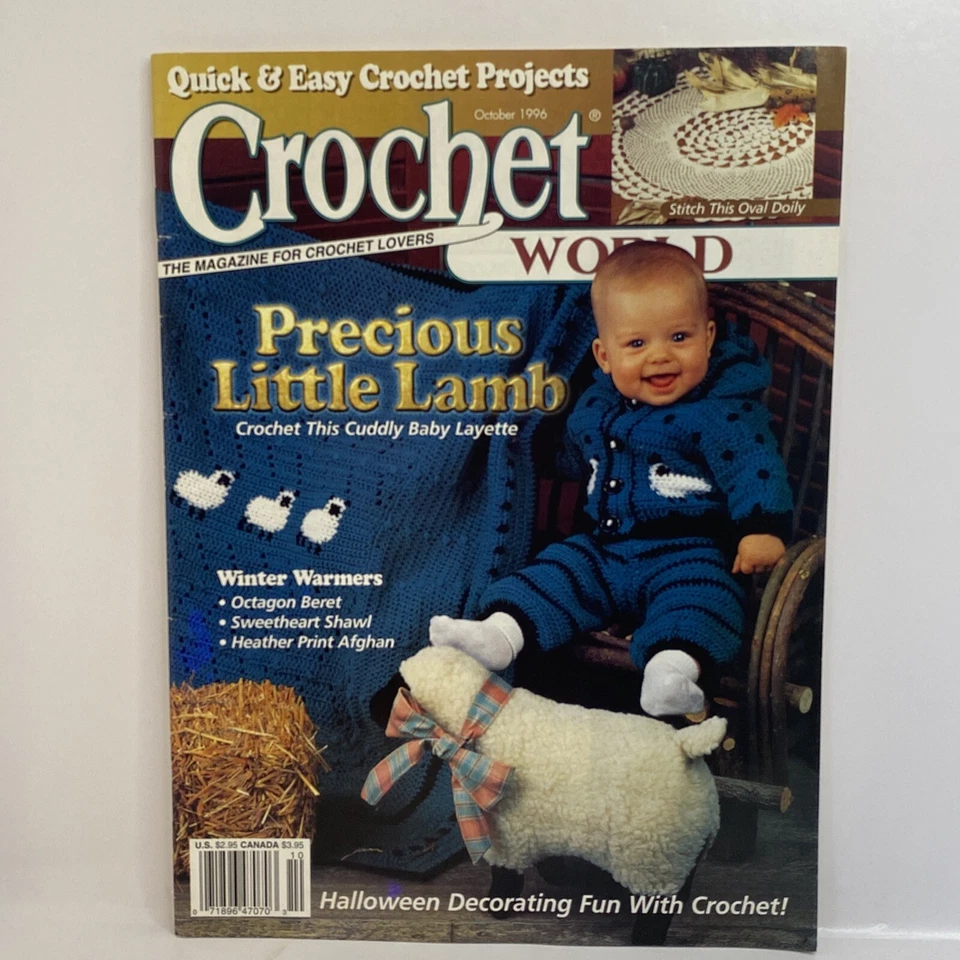 Crochet World Magazine Octubre 1996 Mantón Afganos Suéter Calabaza Botines Tapete Foto 1 de 4