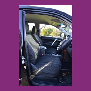 Tailored Front Pair Black Waterproof Seat Covers For Toyota Land Cruiser 2009-23 - Picture 1 of 2
