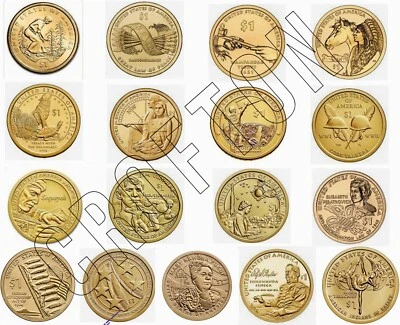 Juego de 17 monedas de dólar sin circular de nativos americanos Sacagawea MEJOR VALOR 2009-2025 Foto 1 de 4