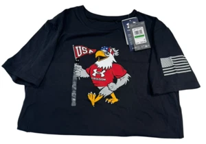 Under Armour Youth Boys Black T Shirt Freedom USA Eagle Short Sleeve-Large NEW - Picture 1 of 8