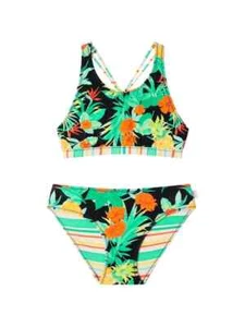 Seafolly KIds Crop Tank Bikini Set Girls 14 Tropical Nights Swimwear ERK765 - Picture 1 of 8