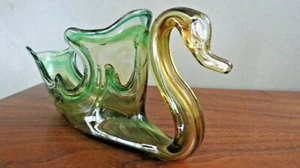 Vintage Sooner Green and Gold Swan - Picture 1 of 8