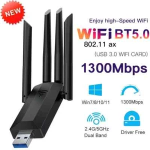 USB 3.0 Adapter 1200Mbps For Bluetooth 5.0 Dual Band 2.4G/5GHz USB Network Card - Picture 1 of 18