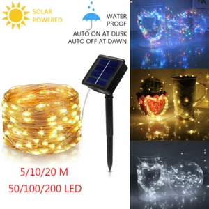 5~20M LED Solar Fairy String Light Copper Wire Outdoor Waterproof Garden Decor - Picture 1 of 19