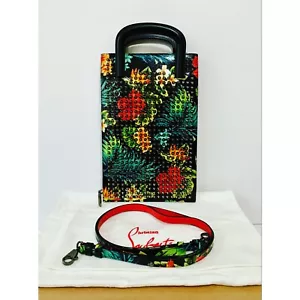 🌺😳Authentic CHRISTIAN LOUBOUTIN TRICTRAC Floral PORTFOLIO Spiked Leather Bag - Picture 1 of 8