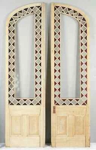 Pair of Antique French 118 Tall Pine Doors - Picture 1 of 7