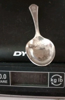 CUCHARA BEBÉ ESTERLINA TREASURE LUNT WILLIAM & MARY 1921 de colección con monograma 4,25" 18 G Foto 1 de 4